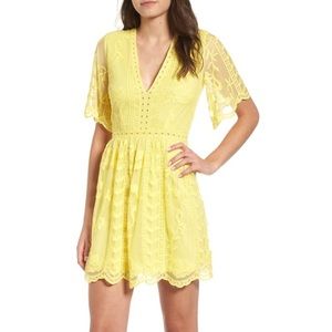 Socialite Yellow Lace Mini Dress